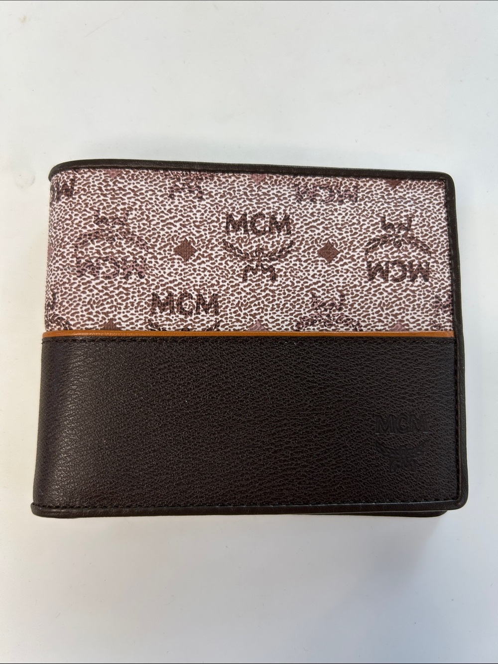 MCM Visetos Monogram & Dark Brown Leather Bifold Wallet (COA Included)